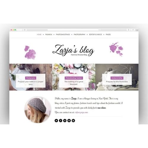 Zarja Feminine WordPress Blog Theme