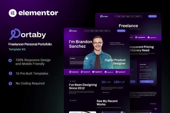 Portaby - Freelancer Personal Portfolio Elementor Template Kit